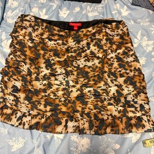 New York & Company Leopard Print Ruffle Mini Skirt